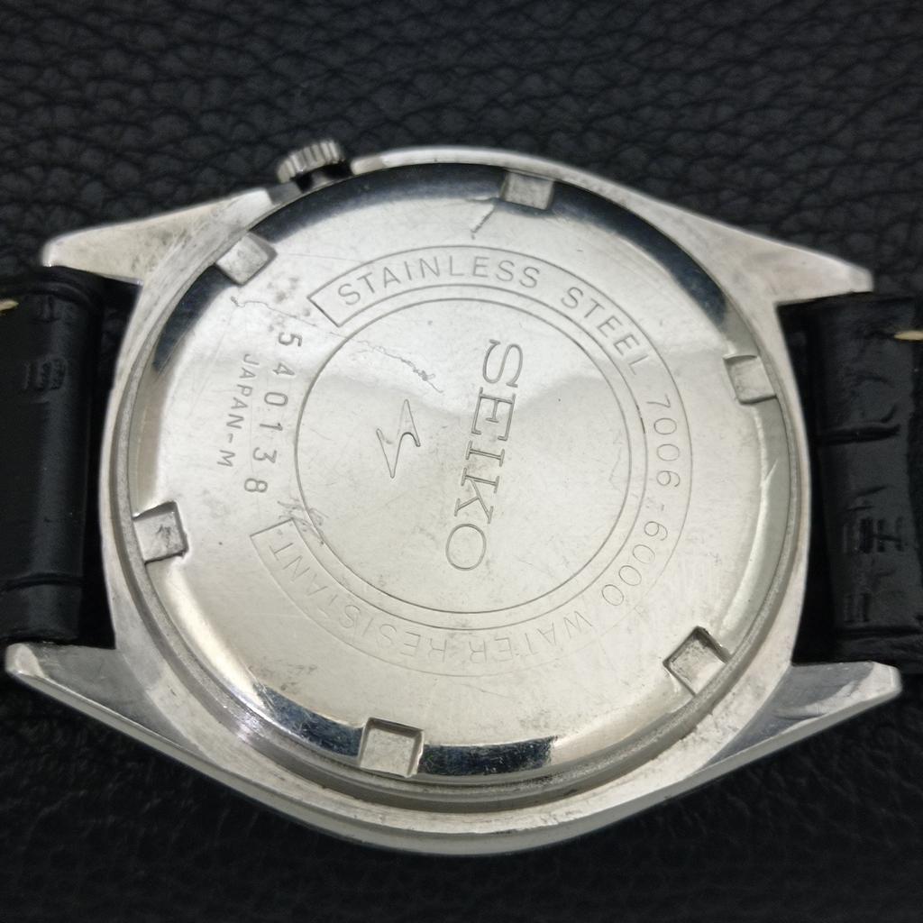 VINTAGE SEIKO 5 AUTOMATIC 7009A JAPAN MENS BLACK COLOR DIAL WATCH a708588-1