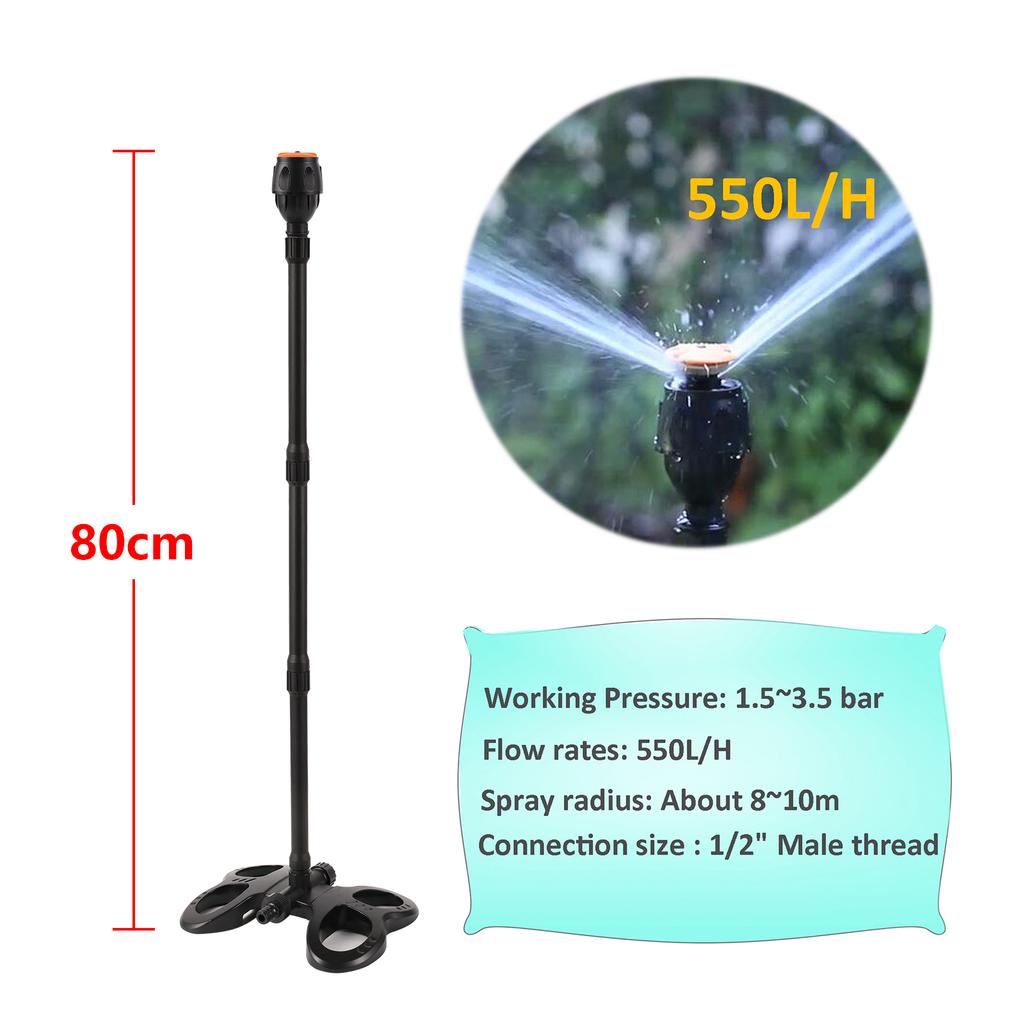 Rotierende Sprinklerdüse mit Basis Erweiterte Unterstützung Rotierende Düse Pflanzen Blumen Bewässerung Haus Gartengerät Bewässerungsset Werkzeug