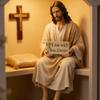 Inspirierende Christusstatue mit handbemaltem Detail Harz Schreibtisch-Begleitfigur Christliches Ornament Religiöses Geschenk