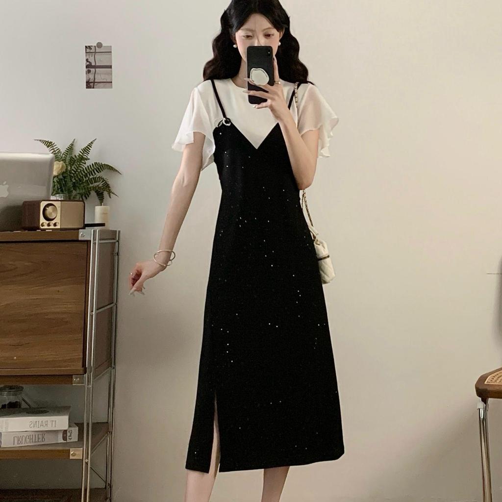 Plus Size Slimming Faux Two-Piece Long Dress - 2026 Summer Collection