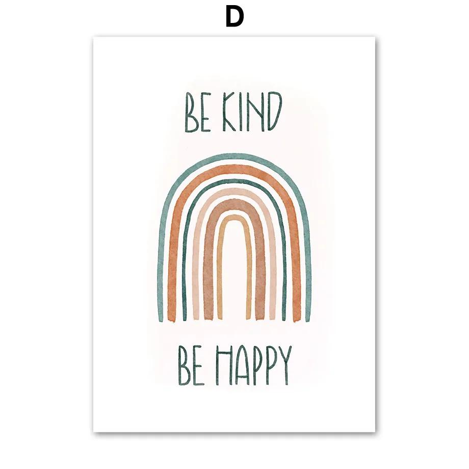 Alphabet Rainbow Gate Deer Sun Heart Cartoon Nursery Wall Art Canvas Painting Posters And Prints Wall Pictures Kids Room Decor