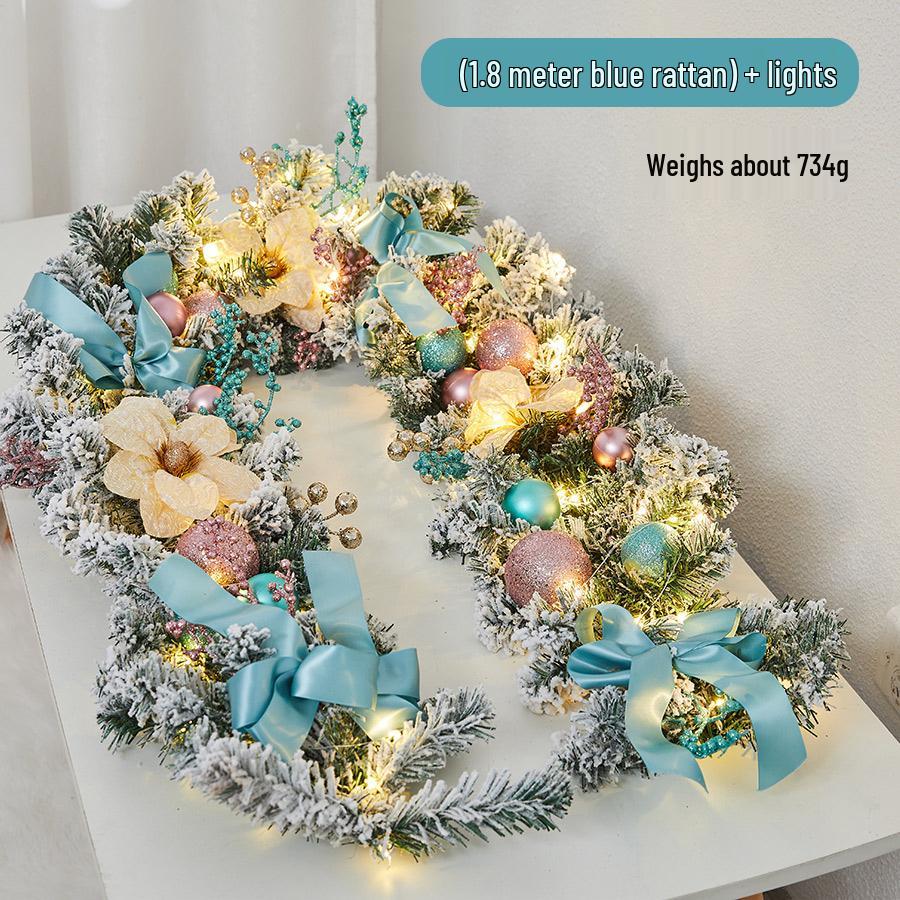 Enchanted Snowy Christmas Rattan Wreath for Window and Mall Displays