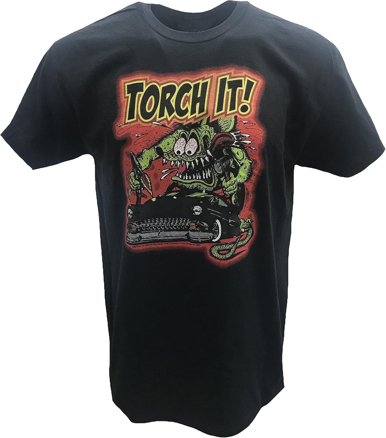 Rat Fink Big Daddy Ed Roth Torch It Black Men s T- Shirt S