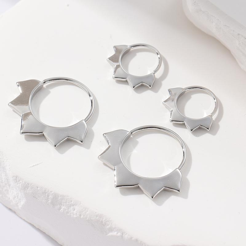 Simple  Silver Color Metal Carving Pattern Hoop Earrings for Women Jewelry