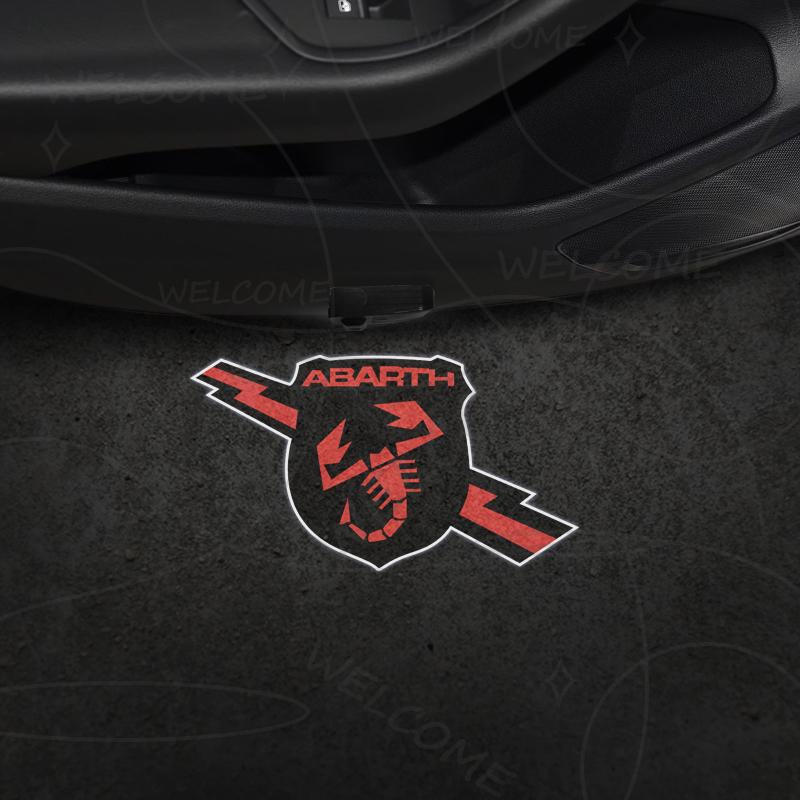 1/2Pcs For Abarth 500 Punto Bravo Tipo 595 Scorpion Logo Car HD Projector Lamp LED Auto Door Welcome Light Interior Decoration