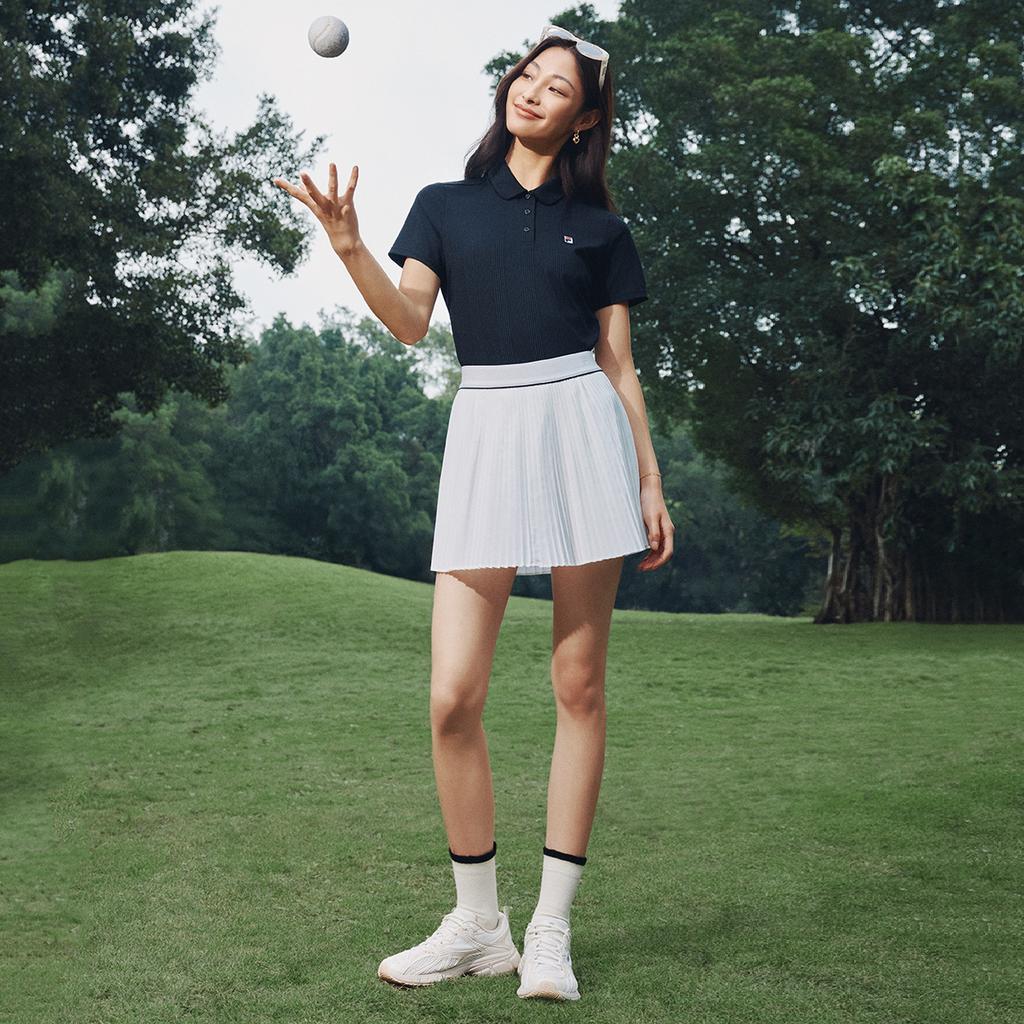 Fila Tennis Fashion Simple Classic Pleated Sports Woven Tennis Skirt Women Skirts Cloud-White A11W623337FWT