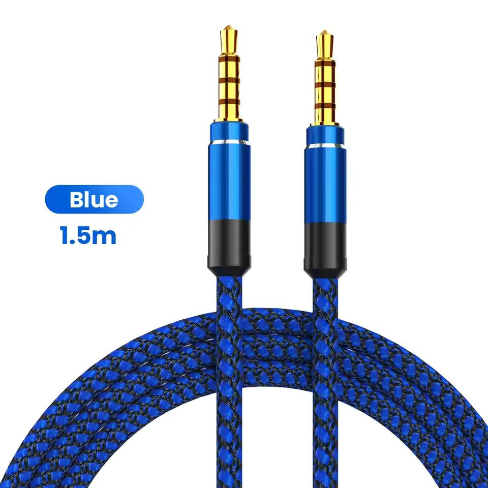 1.1m 1.1mm Jack Male to Male Extension Aux Line Audio Cable for iPhone Samsung Xiaomi Car Headphone Audio Jack Braided Wire