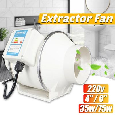 4"6" Exhaust Fan Home Silent Inline Pipe Duct Fan Bathroom Extractor Ventilation Kitchen Toilet Wall Air Cleaning 220V