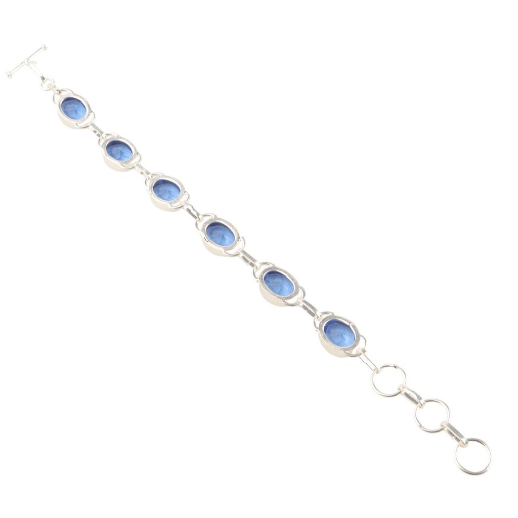 Tanzanite Gemstone 925 Sterling Silver Jewelry Handmade Bracelet 8" Gift For Mom RB-10-10
