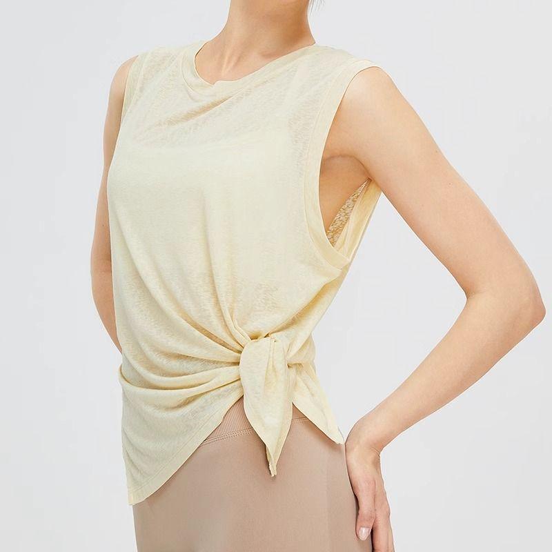 

Спортивный жилет Легкая дышащая блузка Быстросохнущая одежда для йоги Женская футболка без рукавов Летний топ для бега и тренировок Yellow S