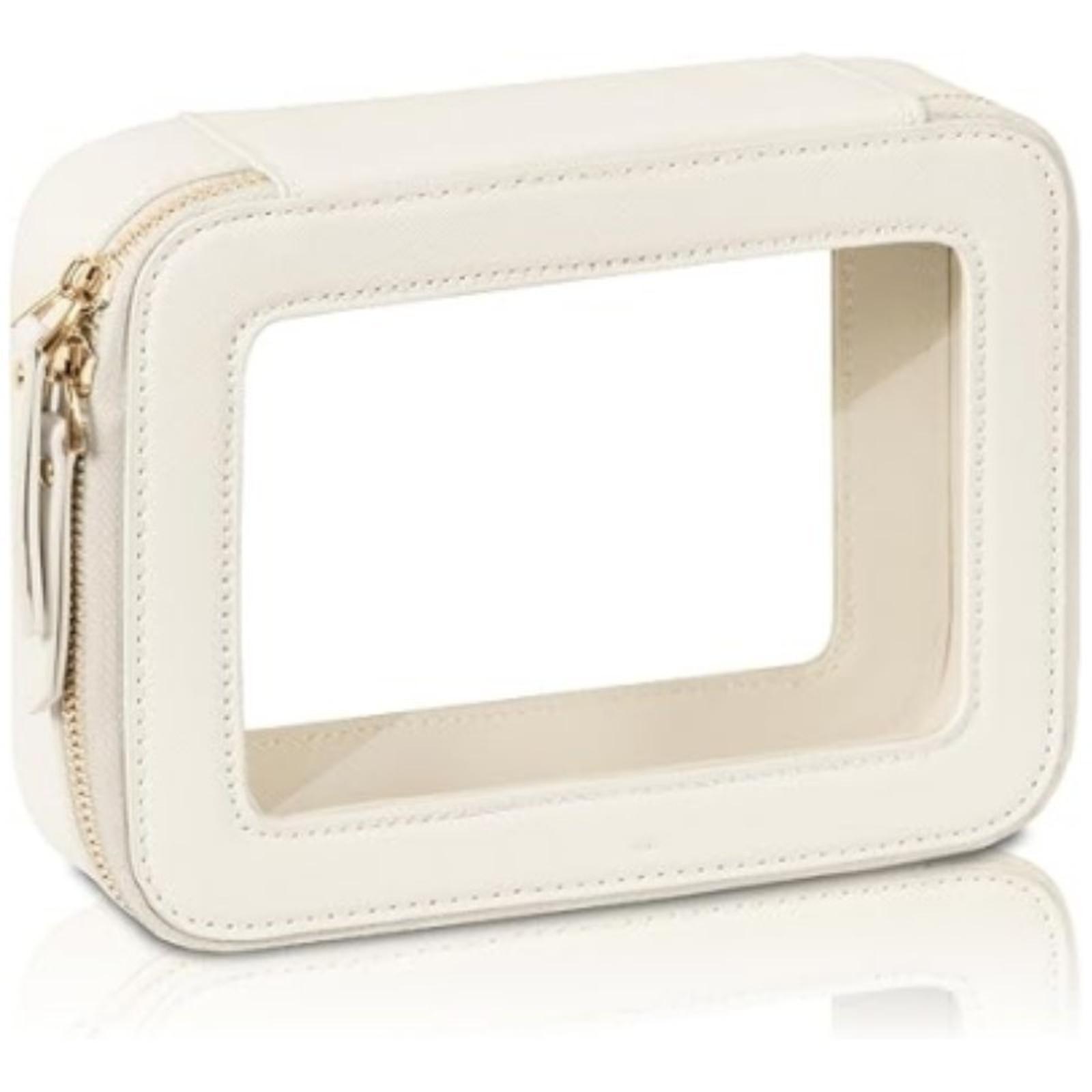 

Prite Clear Makeup Bag Cosmetic Organizer Case Travel Toiletry Bag Pouch with Golden Zipper(Beige) one size білий