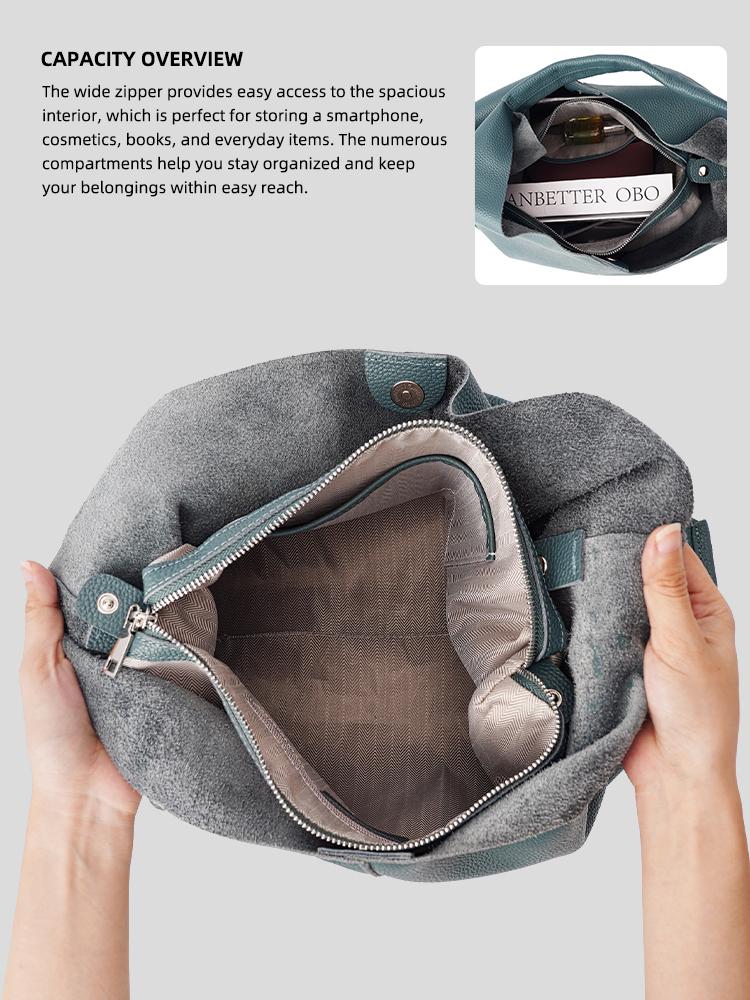 Soft Genuine Leather Women's Slouchy Tote Bag Large Capacity Zency