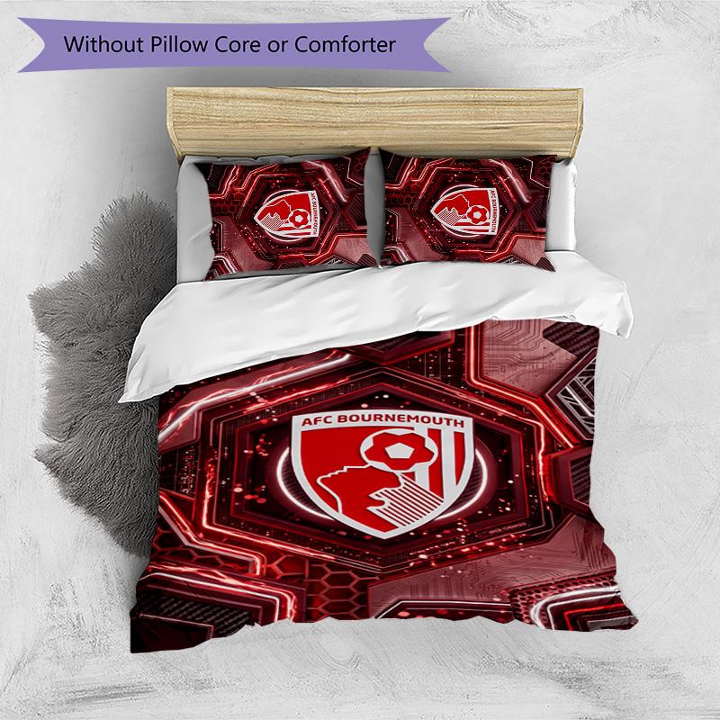Set Lenzuola Stampato Calcio Bournemouth 3 Pezzi, Comodo Set Copripiumino per Camera da Letto Amico della Pelle