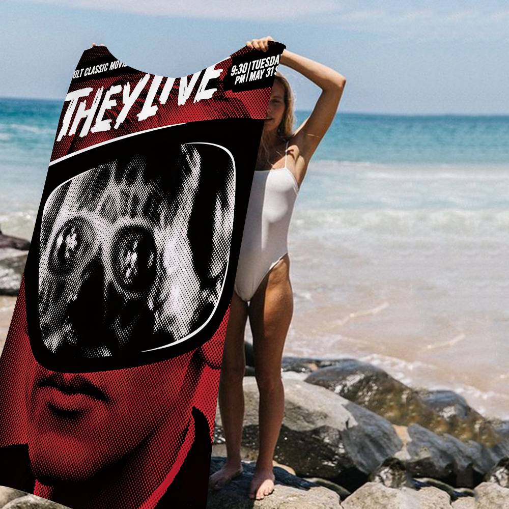 

Horror Movie Film T-They Live Big Microfiber Beach Towels Quick Dry Towel Sand Beach Towels Pool Towel For Travel Swim Pool W30*H60(CM)