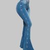 Plus Size Women's Summer High Waist Stretch Drag Flare Jeans