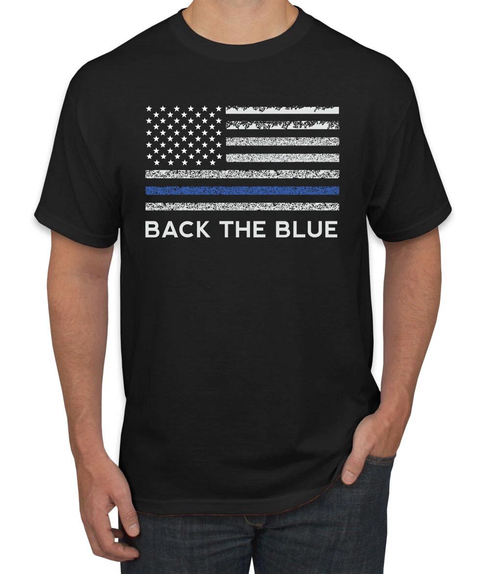 American Flag Back the Blue Support Men Graphic T- Shirt 4XL