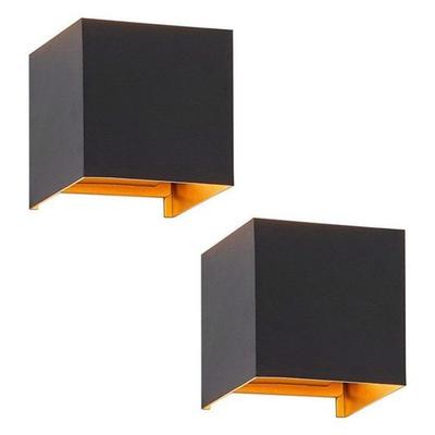 LED Wall Light - NETTLIFE - G9 - Pack of 2 - Black and Gold - IP65 - 3000K