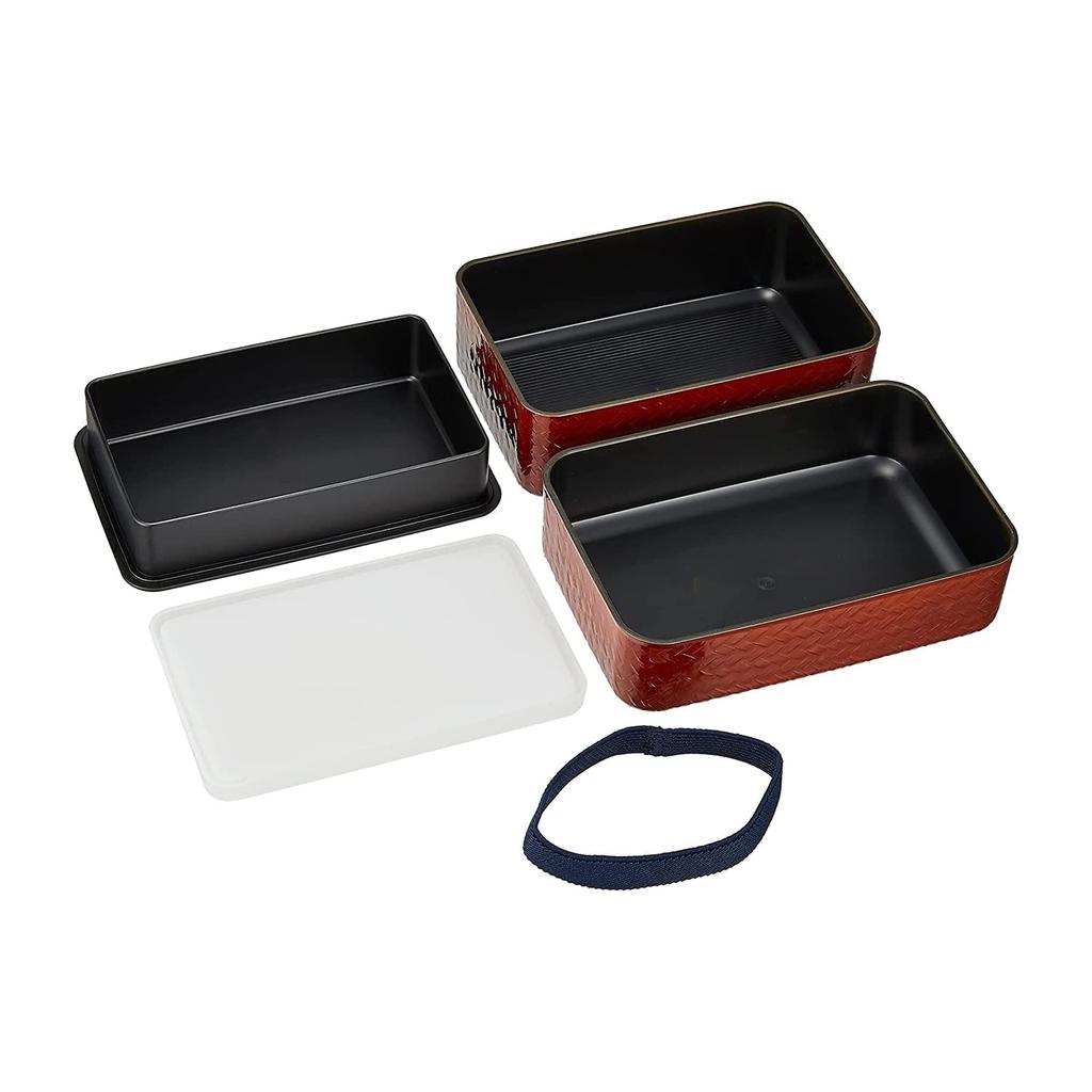 Takenaka Ajiro Bamboo Bento Long Shunkei Top Bottom 540ml Box, Rectangular, Design, 360ml,