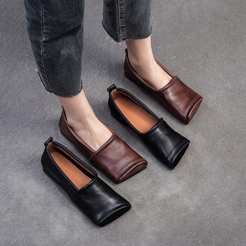 Fashion Hot Selling 2025 New PU Leather Flat Shoes Comfortable One-foot Women's Shoes Fashionable Soft Single Shoes Zapatos De Mujer