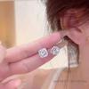 1 Pair Classic Micro-Inlaid Super Shiny Square Diamond Earrings For Women Simple And Cool Style Earrings