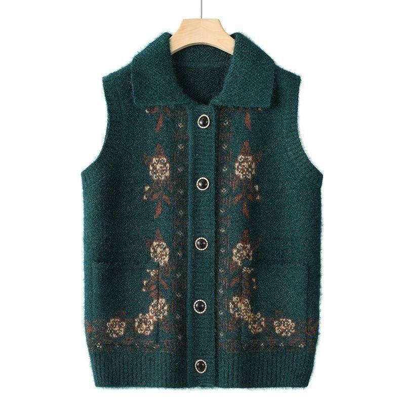 Vest Women's Autumn New Knitted Cardigan Vest Temperament Retro Sweater Vest Latest Style