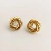 Gold-Tone Geometric Twist Earrings: Fashionable and Versatile Multi-Layer Braided Earrings for Women.