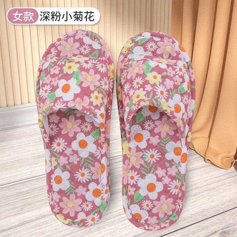 Flower pattern color matching cotton cloth bottom slippers home silent non-slip non-slip pad machine sewing light and versatile tide