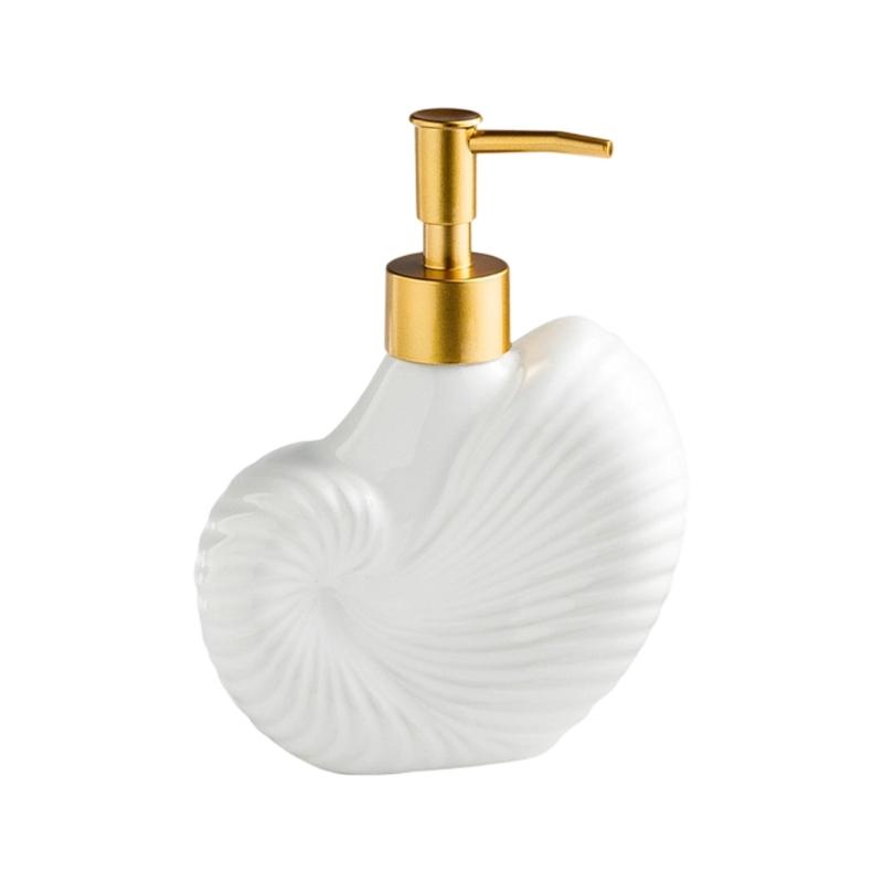 Smooth Earthenware Cream Container Cowrie Engraving Ergonomic Dispenser Strong Base