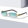 Rectangle Sunglasses For Women Men Rimless Retro Metal Square Sun Glasses With Animal Decoration For Outdoor Party Club