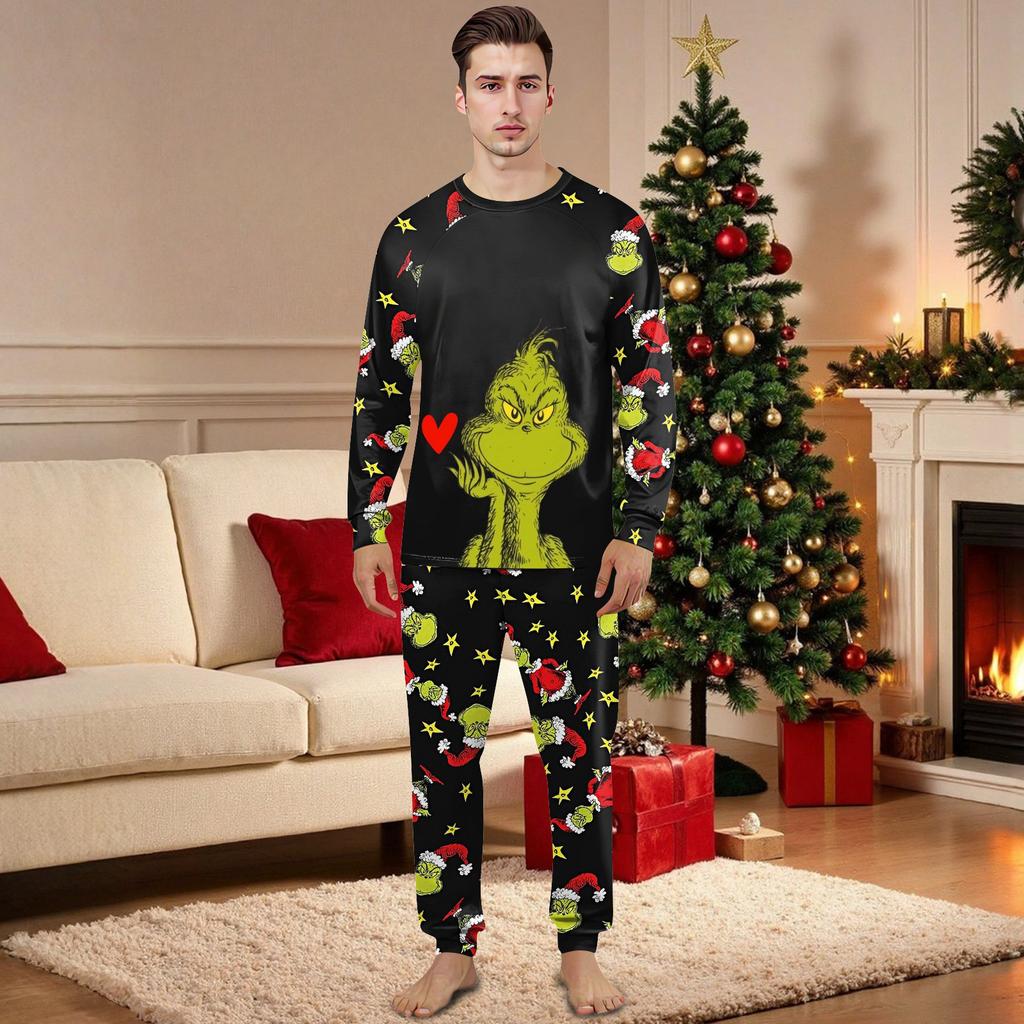 Family Matching Print Sets Pajamas Loungewear Outfits Family Matching Long Sleeve Tops+Pants Set