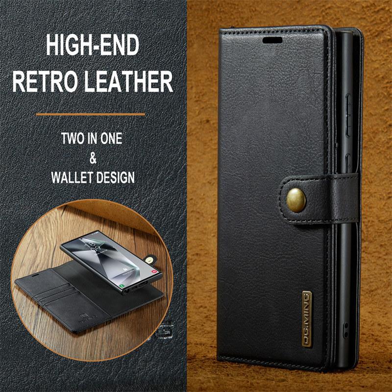 Magnetický flip kožené pouzdro na telefon pro Samsung Galaxy S25 FE S25 Edge S24 Ultra S23 Plus S22 S21 S20 Note 20 10 2 v 1 Odnímatelná peněženka kryt na karty Etui