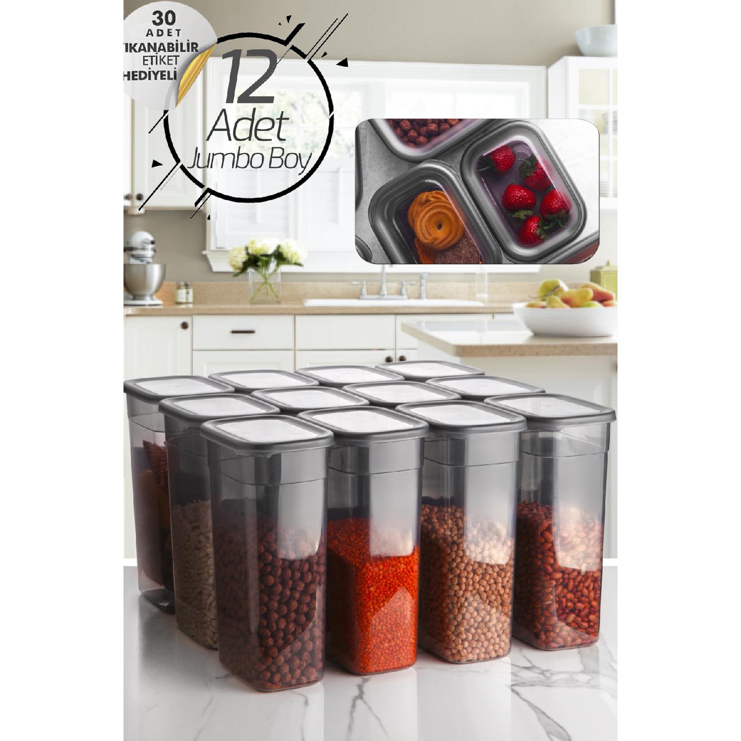 

12 шт., набор контейнеров для хранения прямоугольных размеров Jumbo с этикеткой, набор банок для расходных материалов на 3200 мл