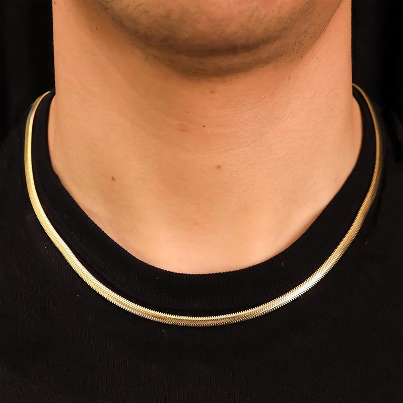 

Ожерелья-цепочки «змейка» из нержавеющей стали 316L Foxanry Хип-хоп Классический Минималистичный Не тускнеющий Праздничные украшения Подарки EL0018 золотой