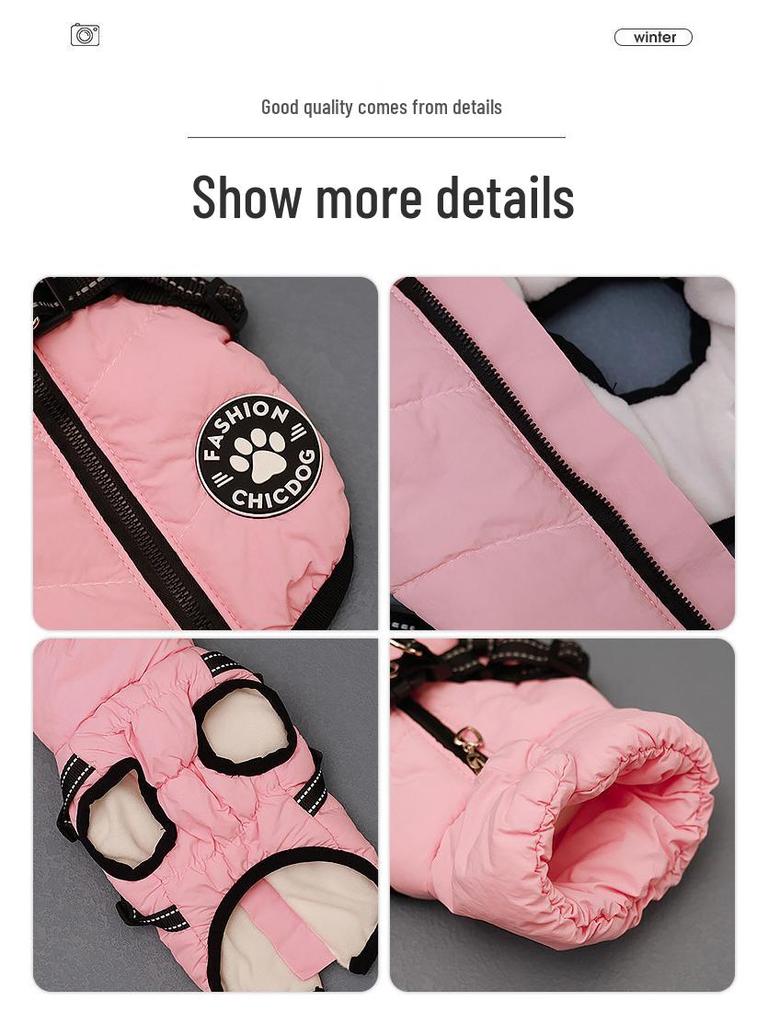 Cross-Border Traction Chest Winter Dog Coat: Thickened Cotton Puppy Vest for Snowy Days