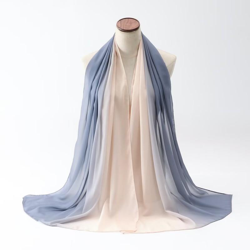 Koel Aanvoelende Tweekleurige Chiffon Sjaal Lichtgewicht UV-Beschermende Wikkel Dames Strand Reizen Accessoire