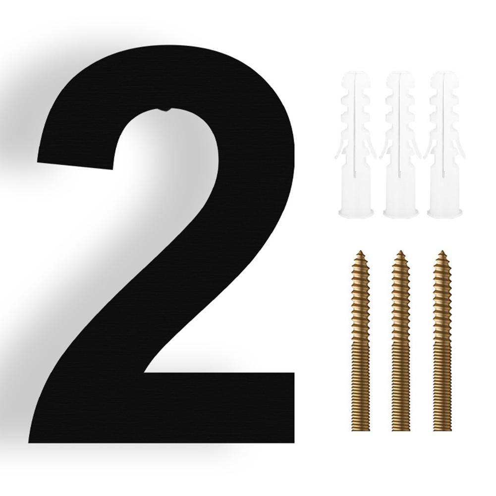 

House Number Sticker Contemporary Design Black Stainless Steel House Door Numbers Sign Mounting Screws Included