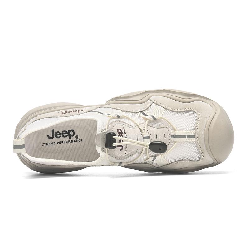 Jeep Fabric Pigskin Mesh Simple Versatile Comfortable Low-Top Casual Shoes Unisex Sneaker Sand P420912012