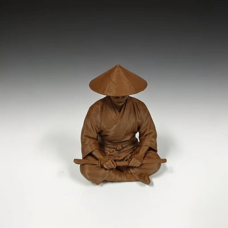 Meditative Sword-Wielding Samurai Statue Ornament, Unique Home Decor, Creative Home Accent