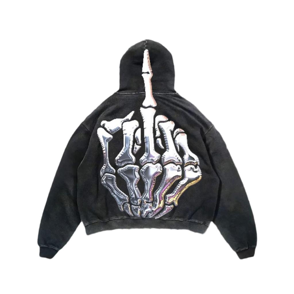 Oversize Men Streetwear Hoodie Skulls Print Long Sleeve Sweatshirts Harajuku Winter American European Hooded Pullovers Y2k