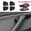 YZ Für Tesla Neues Modell 3 Y Juniper Highland Auto Türöffnungs-Knopfaufkleber Armlehne Fensterheber-Knopfschalter Innenzubehör