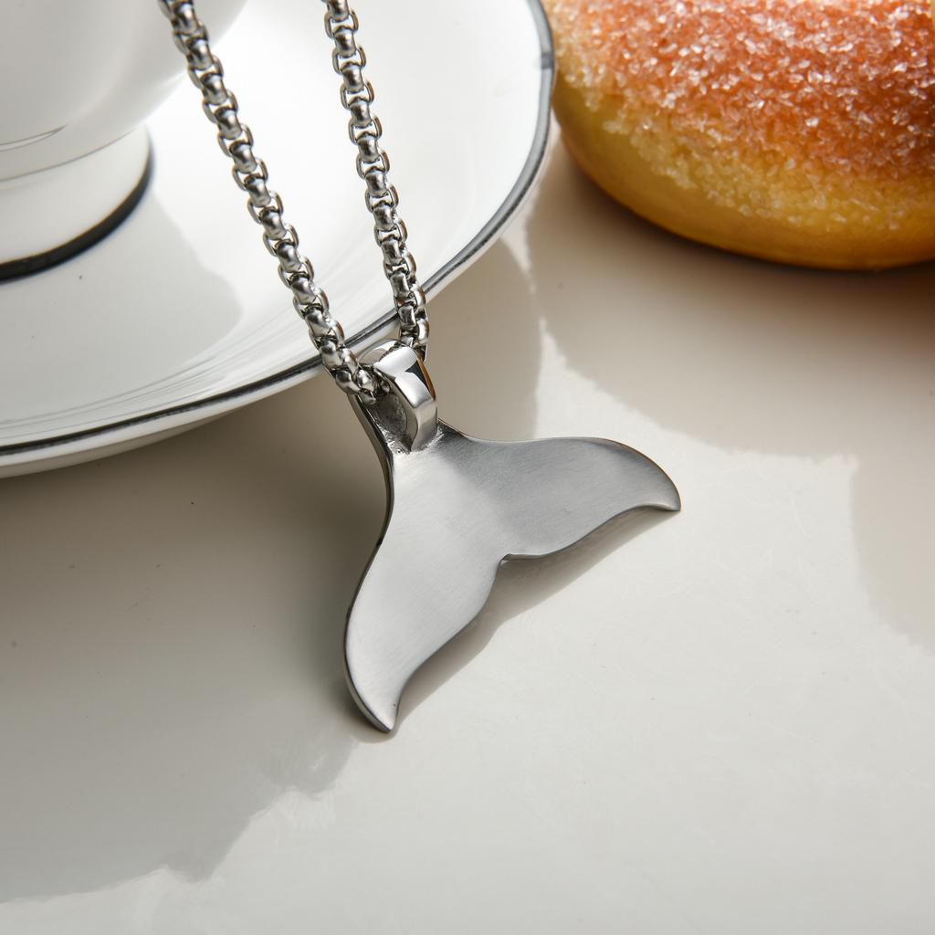Hipster Viking Versatile Necklace, Classic Men's Whale Tail Titanium Steel Necklace, Stainless Steel Pendant