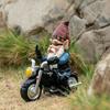 Outdoor Garden Gnome Ornament Dwarf Resin Stone Funny Elf Motorcycle Statue New