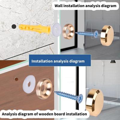 Packung mit 4 robusten Messingmaterialien Spiegelnägel Schrauben Goldfarbene Designs Tragbar für den täglichen Heim- und Gewerbegebrauch