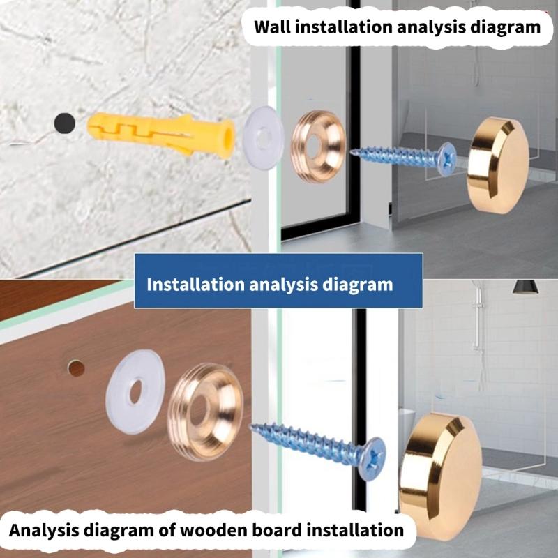 4Pieces Practical Sturdy Brass Gold Mirror Mounting Screws Easy Installation for Interior Designers and Enthusiasts