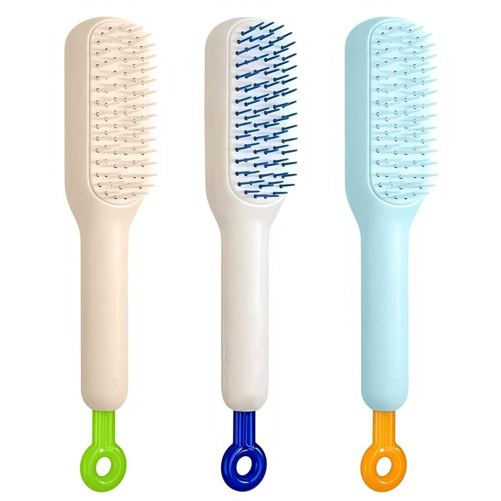 Bhavya Optic® Self Cleaning Hair Brush Multi Purpose Retractable Brush Self Cleaning Hair Brush, Retractable Design, Multi Purpose, Multicolor