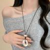2026 Hollow Matte Color Irregular Oval Stone Unique Design Pendant Necklaces for Women Adjustable Rope Chain Chokers Jewelry