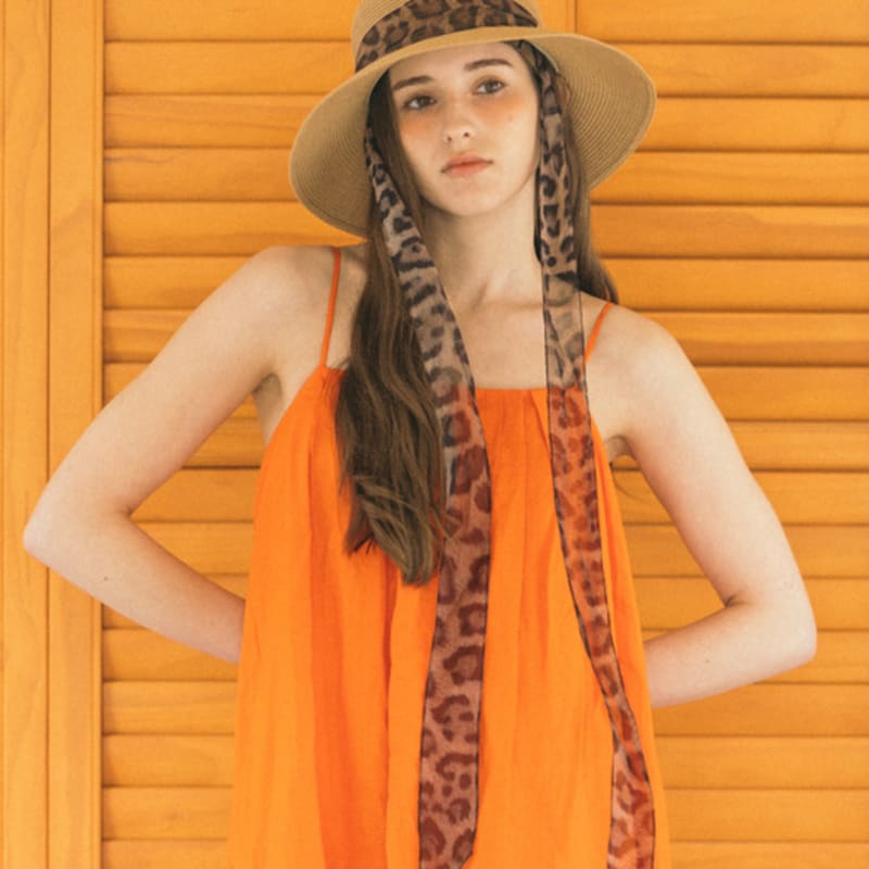 

Шляпа-канотье RaJu с люверсами : Цвет Леопард_2 Deep Beige