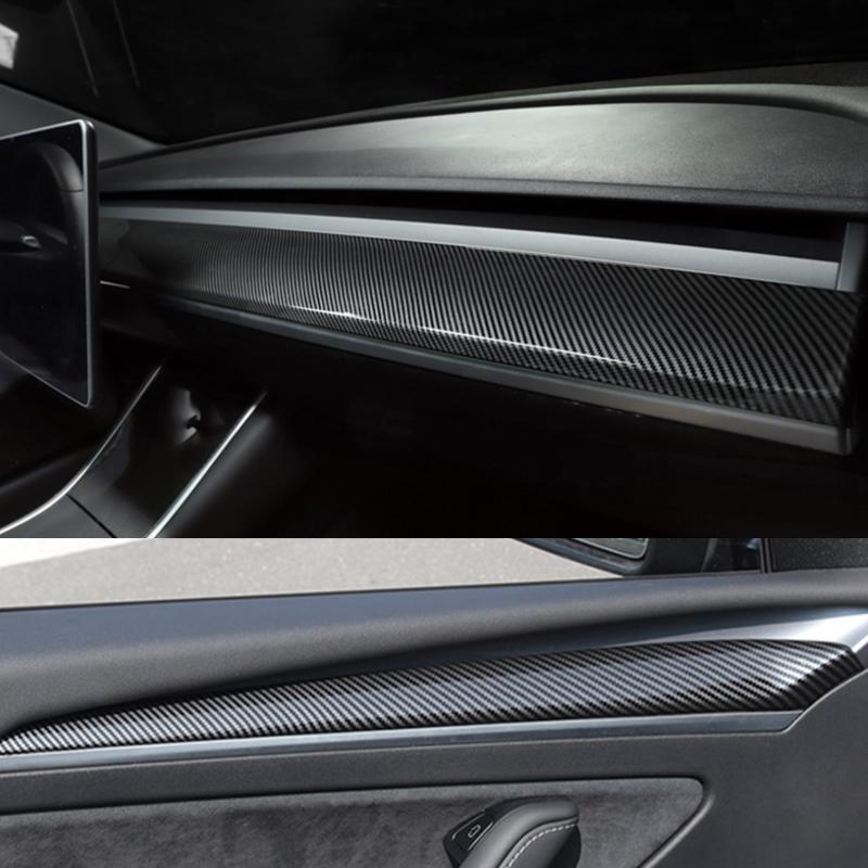 For Tesla Model 3  Accessories Center Console Decorative Stickers Model Y Carbon Fibre ABS Model3 Decorative