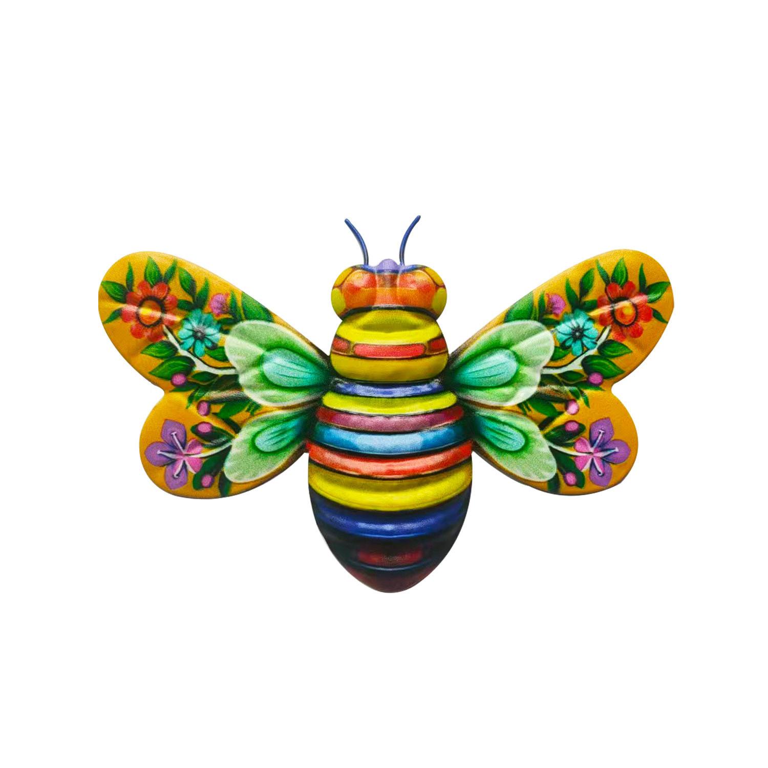 

Металевий настінний декор з бджолами, настінні прикраси з квітами в бджолиному саду, зовнішній декор для патіо з бджолами