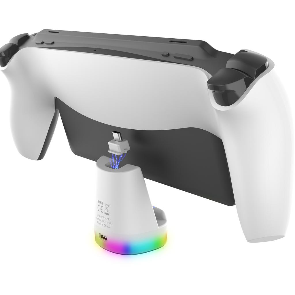 Colorful Charging Stand for PS5 Portal with Vibrant RGB Lighting Effects,Magnetic Contact Charging & Handle Charging Base